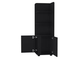 Sunriver Corner Shelf with Cabinet, 3-Tier Shelf, Metal Handles B128P203049