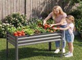 44" Elevated Raised Garden Bed with Drainage Holes, 32" Ergonomic Height Metal Planter - Gray 62003815