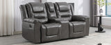 2 Seater Home Theater Recliner Manual Recliner Chair with a Storage Box and Two Cup Holders for WF323619AAE