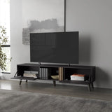 Wengue TV Stand with 2 Doors and Open Storage B062P290229