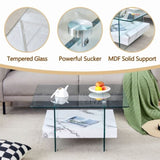 31.4 Inch Modern Two-Tier Square Coffee Table - An Elegant Combination of Clear Glass and White W1151P232657