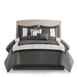 8 Piece Embroidered Comforter Set Dark Grey Cal King B035P266660