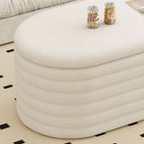 Storage Chenille Ottoman Bench Upholstered Fabric Storage Bench End of Bed Stool with Safety Hinge W2336P251192