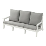 ZUN HIPS 3 Seater Sofa with Cushion, Wood Grain Outdoor Garden Sofa,White/Grey W1209114907