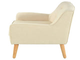 Mid-Century Modern Armchair - Tufted Fabric Accent Chair with Solid Wood Legs for Living Room, N767P419113B