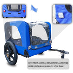 ZUN Blue High Quality 16 inch air wheel Pet Bike Trailer for Dogs Foldable Bicycle Pet Trailer 69956740