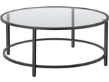 Modern Glass Top Coffee Table with Adjustable Foot Pads, Black 96041514