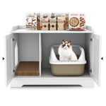 ZUN White Wooden Cat House with Scratching Pad and Adjustable Divider, Nightstand, Coffee, or Side 51455269