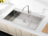 Stainless Steel Kitchen Sink, 36x22 Single Bowl, Overmount Handmade Sink in Brushed, with Cutting T3177P296185