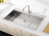 Stainless Steel Kitchen Sink, 36x22 Single Bowl, Overmount Handmade Sink in Brushed, with Cutting 11762883