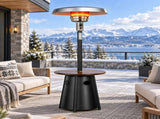 27.6"x27.6"x88.6" Umbrella Patio Heater, Iron Outdoor Propane Heater with Round Side Table, Black 19531988