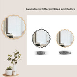 Solid Wood Wavy Mirror--Natural-Wood Vanity Mirror Wall Decor 31" x 31" Modern Mirror Wall Decor for W1445P189598