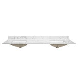 73"x 22" bathroom stone vanity top lightning white undermount ceramic sink and 3 faucet hole W1059P251890