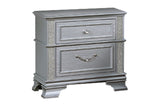 Elegance Gray Finish 2-Drawers Nightstand Decorative Glitter Front 1pc Bedside Table Bedroom B011P308559