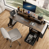 47.27"office desk with power outlet, 2 Monitor Stands and USB Ports,Gaming Desk with Storage W2887P239380