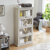 ZUN Glass display cabinet 4 Tier Glass Display Cabinet Storage Curio Cabinet with Flip up Glass Doors, W2275P206602