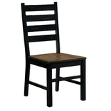 ZUN Industrial Style Dining Room Side Chairs Set of 2pc Chairs Black and Dark Oak Finish Wooden Seat B011P208970