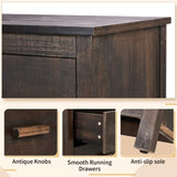 Brown MDF with solid wood veneer 120*40*80 Double row six drawer chest of drawers 88787047