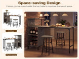 3PCS Bar Table & Stools Set, Wine Storage , Oak 48989205