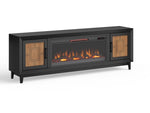 ZUN Bridgevine Home Ventura 70 inch Fireplace TV Stand for TVs up to 80 inches, Black and Bourbon Finish B108P193090