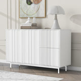 U_STYLE Wave Pattern Storage Cabinet with 2 Doors and 2 Drawers, Adjustable, Suitable for WF317509AAK