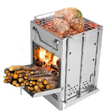 Foldable Camping Wood Burning Stove with Grill, Camp Stove Collapsible Backpacking Survival Stove 23320873