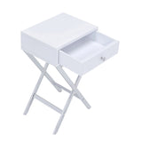 White and Chrome 1-Drawer Rectangular Accent Table B062P185654