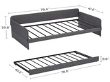 Daybed, sofa bed metal framed with trundle twin size, Grey, 78.4''L x 41''W x 29.8''H. W1162P214581