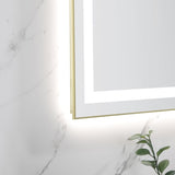 40 x 24 Inch LED Bathroom Mirror with Front and Backlight, Wall Mounted Vanity Mirror with Aluminum W2287P310324