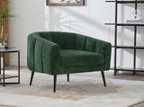 29.9'' Modern Upholstered Chenille Vanity Barrel Accent with Metal Legs, Channel Tufted Lounge W3118P328899