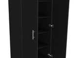Pantry Cabinet 67" H, 5 Internal Shelves, Two Doors, Black B097P167450