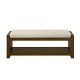 47" Accent Bench with Lower Shelf Shoe Rack, Padded Seating Bench for Living Room, Modern Compact W2186P292098