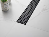 24 Inch Linear Shower Drain with Removable Square Patterned Grate, 304 Stainless Steel with Hair 49223719