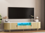 Lving Room Floor-standing TV Cabinet with 16 Color LEDs, Entertainment Center with Storage Doors, TV 57658410