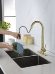 ZUN Gold Kitchen Faucets with Pull Down Sprayer, Kitchen Sink Faucet with Pull Out Sprayer, Fingerprint K-4012-BG