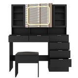 Large Vanity Table Set with LED Lighted Mirror, Vanity Desk with Charging Station, Makeup Table with 73192852