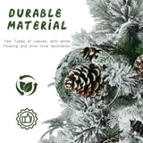 4FT Pre-Lit Spruce Snow Flocked Christmas Tree with Pine Cones, Artificial Xmas Tree with 170 Branch N704P198466A