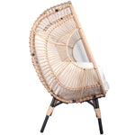 ZUN Patio PE Wicker Egg Chair Model 2 with Natural Color Rattan Beige Cushion and Side Table 25652639