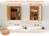 14"5.5"24" Bamboo Bathroom Medicine Cabinet with Mirror, Wall Mounted Storage Organizer, 03550723