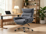 Wide Seat Reclining Office Chair with Flip-Up Armrests & Footrest, Dark Gray 84743876