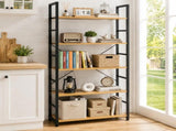 62"x 24" Freestanding Bookshelf 5 Tier Bookcase Open Display Storage Shelf with Metal Frame, Oak 18158030