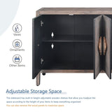 Carved Flower Door Handle, Antique Four Door Cabinet for Living Room Kitchen Hallway W1445P146388