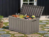 45 Gallon Waterproof Resin Outdoor Storage Deck Box, Lockable Organizer for Patio Pool Garden, Brown 99275357