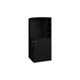 Black Corner Bar Cabinet with Bottle Rack and Open Shelf B062P290257