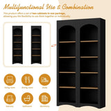 ON-TREND Free Standing 5 Tier Bookshelves, Bookcases Set of 2, Farmhouse Two-Tone Storage Cabinet N721P245734B