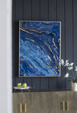 Set of 2 Blue and Gold Framed Art Panels, Unique Marbled Design, 30.5" x 40" W2078130282