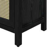TREXM Bohemian Style Rattan Buffet Storage Cabinet with Solid Wood Frame, Sideboard with 3-position N715P290093B