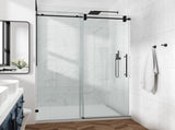 60*66" Fixed & Sliding Shower Door, Round Tube Hardware, Clear Glass Shower Door, 3/8 SGCC 37092779