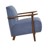 Modern Design 1pc Accent Chair Blue Corduroy Seat Cushions Solid Wood Living Room Furniture B011P283276