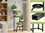 Tall Plant Stand Indoor Outdoor, 4 Tier Metal Plant Shelf with Round Trays, Corner Multiple Flower 17148039